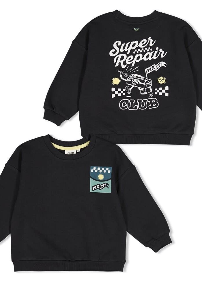 Sturdy Sweater met backprint oversized - Fix It Antraciet