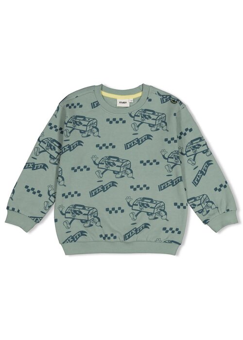 Sturdy Sturdy Sweater AOP relaxed fit - Fix It Jade Groen