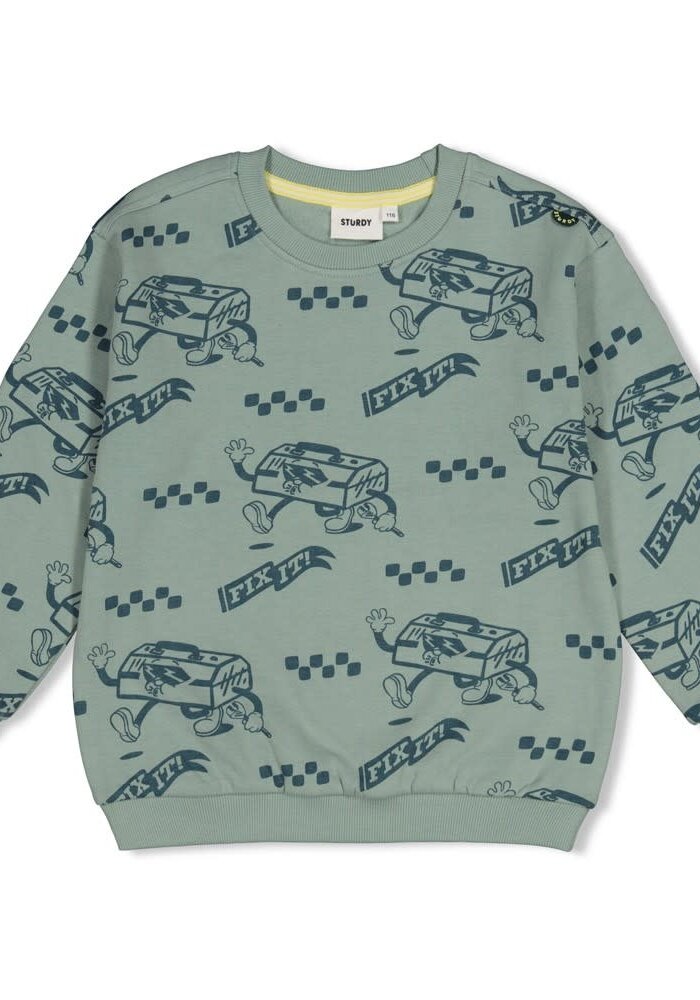 Sturdy Sweater AOP relaxed fit - Fix It Jade Groen