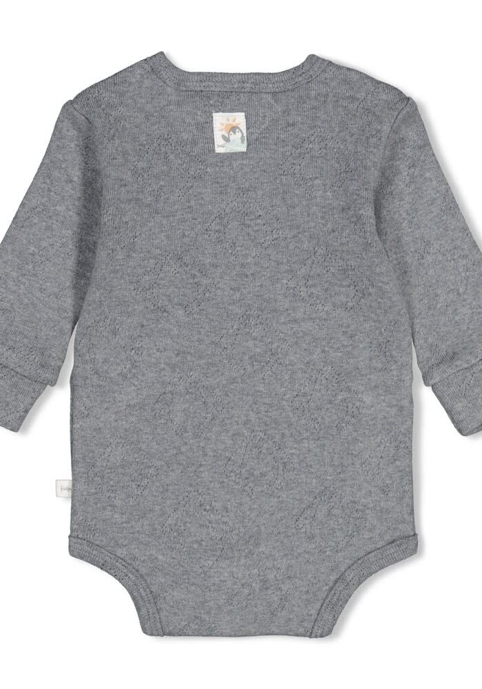 Feetje Wikkelromper ajour rib AO - Penguin Cuddles Antraciet melange