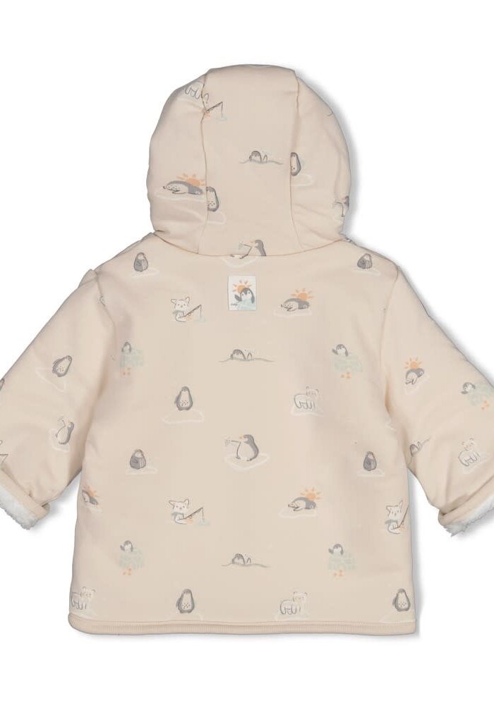 Feetje Omkeerbaar teddy jasje met capuchon - Penguin Cuddles Offwhite