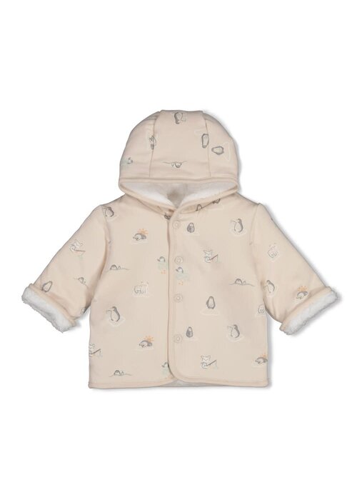 Feetje Feetje Omkeerbaar teddy jasje met capuchon - Penguin Cuddles Offwhite