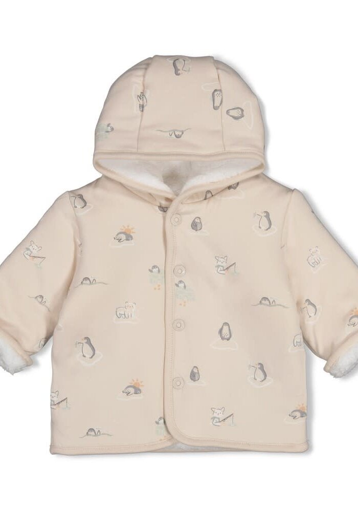 Feetje Omkeerbaar teddy jasje met capuchon - Penguin Cuddles Offwhite
