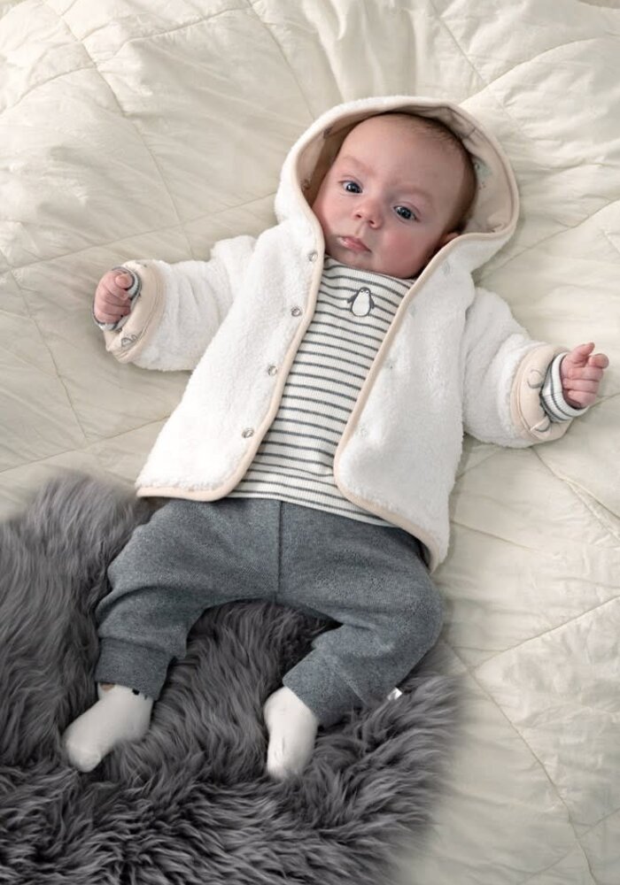 Feetje Omkeerbaar teddy jasje met capuchon - Penguin Cuddles Offwhite