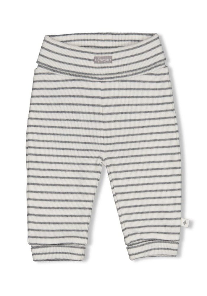 Feetje Broek rib met streep - Penguin Cuddles Antraciet melange