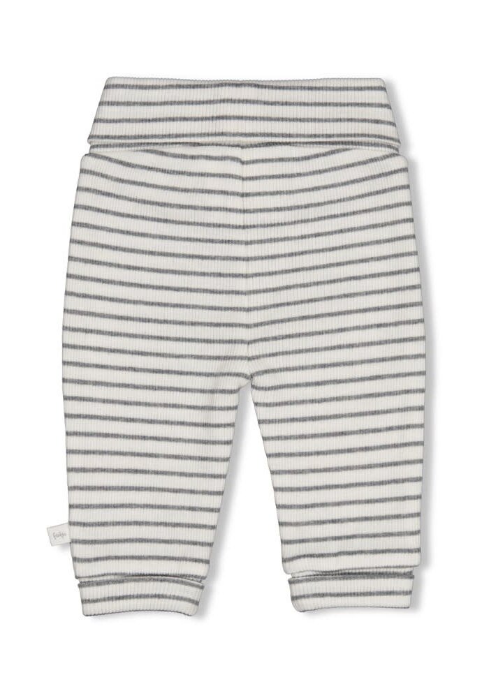 Feetje Broek rib met streep - Penguin Cuddles Antraciet melange