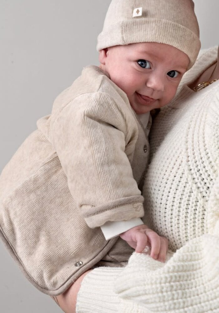 Feetje Mutsje velours rib - The Cuddle Company Taupe melange
