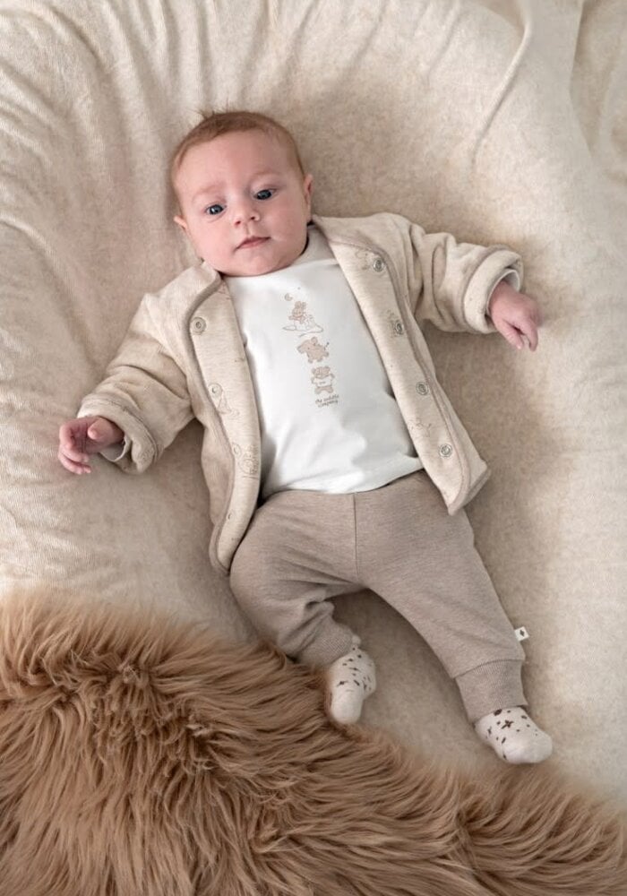 Feetje Omkeerbaar jasje velours rib - The Cuddle Company Taupe melange