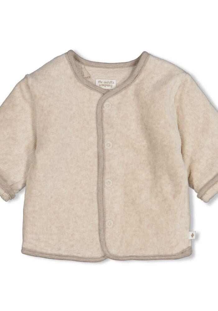 Feetje Omkeerbaar jasje velours rib - The Cuddle Company Taupe melange