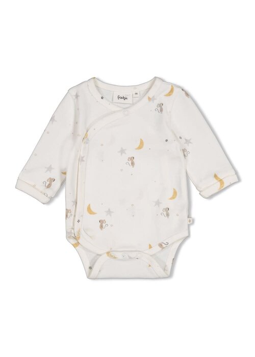 Feetje Feetje Wikkelromper AOP - Over the Moon for You Offwhite