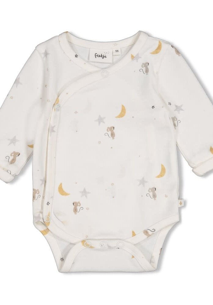 Feetje Wikkelromper AOP - Over the Moon for You Offwhite