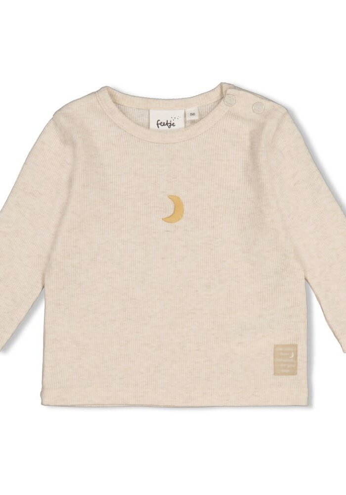 Feetje Longsleeve rib - Over the Moon for You Offwhite melange