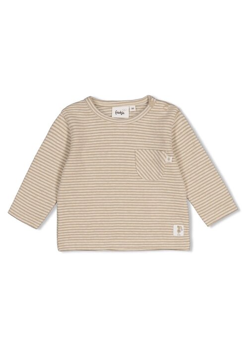 Feetje Feetje Longsleeve rib met streep - Over the Moon for You Taupe