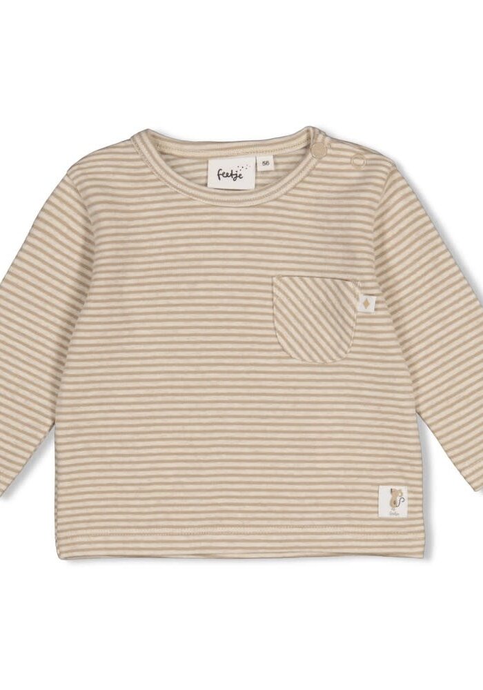 Feetje Longsleeve rib met streep - Over the Moon for You Taupe