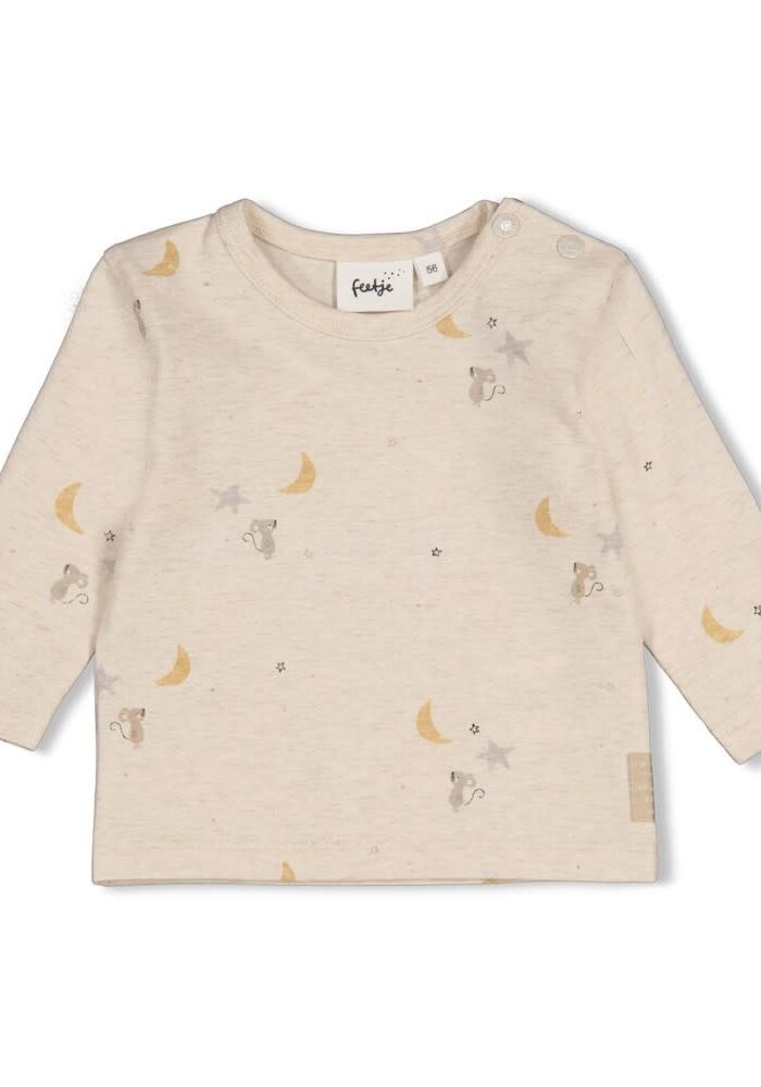 Feetje Longsleeve AOP - Over the Moon for You Offwhite melange