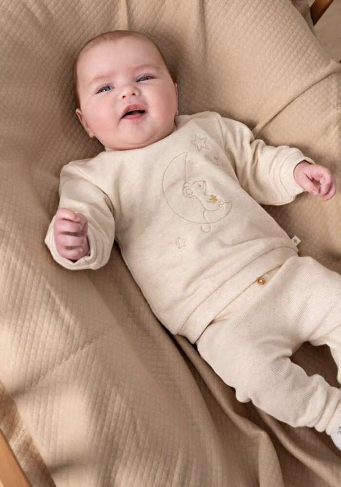 Feetje Broek rib - Over the Moon for You Offwhite melange