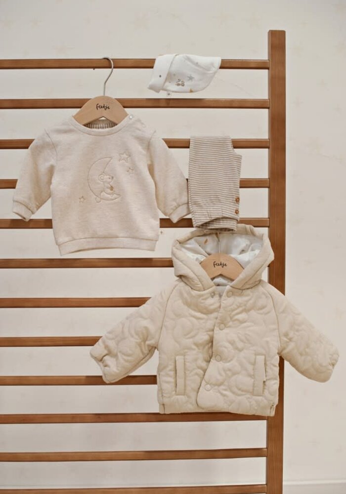 Feetje Broek rib met streep - Over the Moon for You Taupe