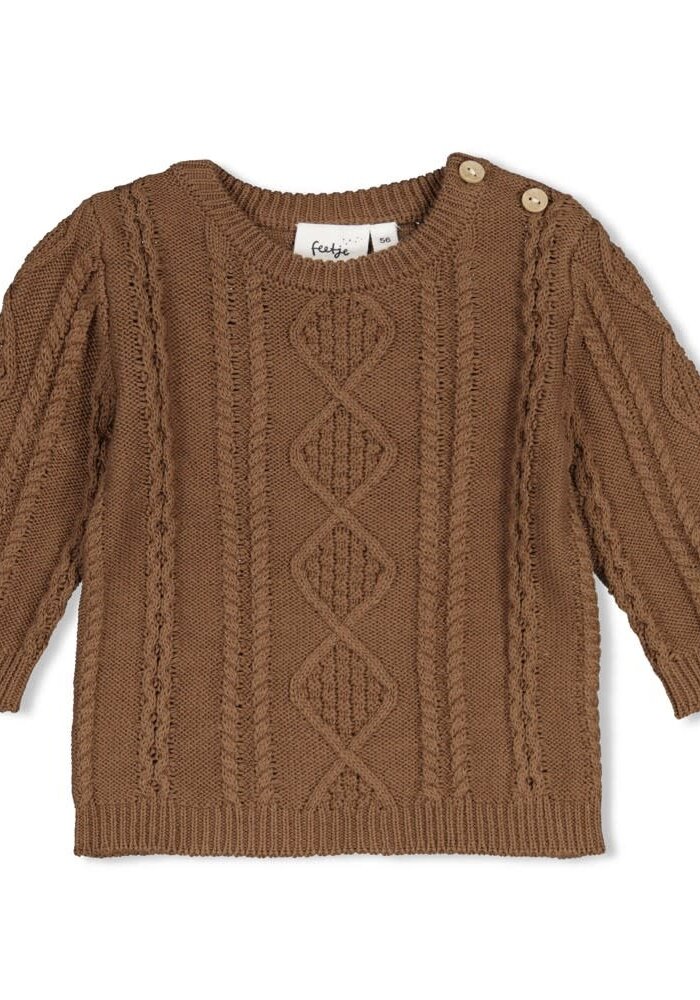 Feetje Sweater gebreid cable-knit - The Knits Bruin