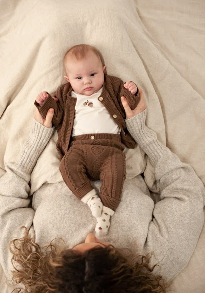 Feetje Broek gebreid cable-knit - The Knits Bruin