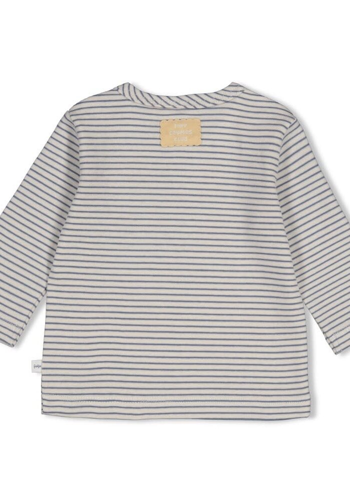 Feetje Longsleeve rib met streep - Breakfast Buddy Blauw