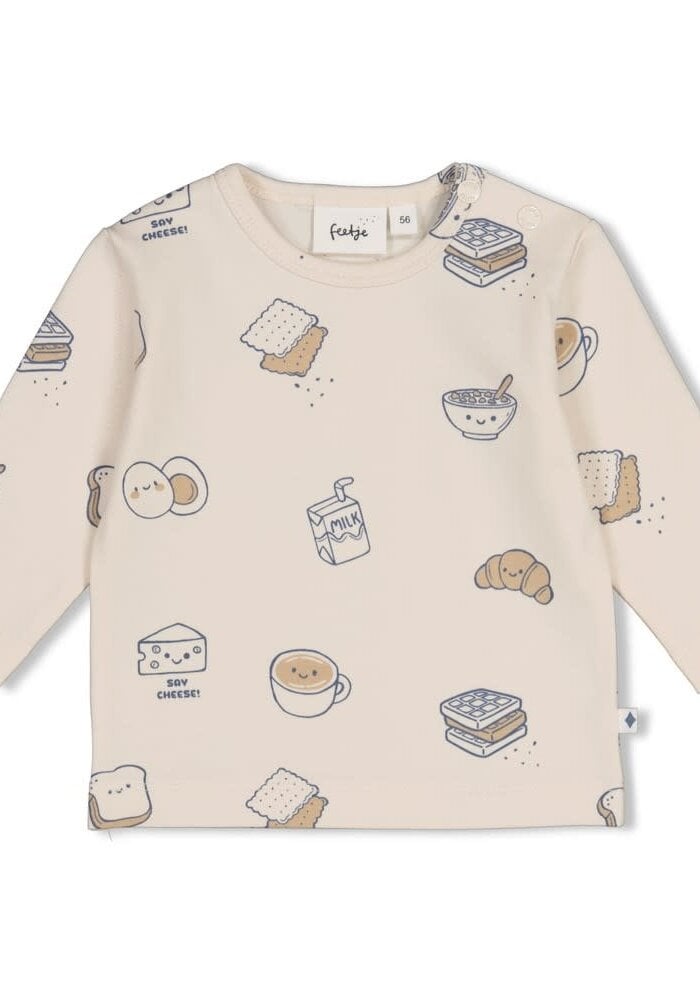Feetje Longsleeve AOP - Breakfast Buddy Creme