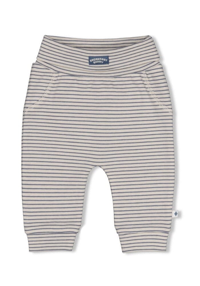 Feetje Broek rib met streep - Breakfast Buddy Blauw