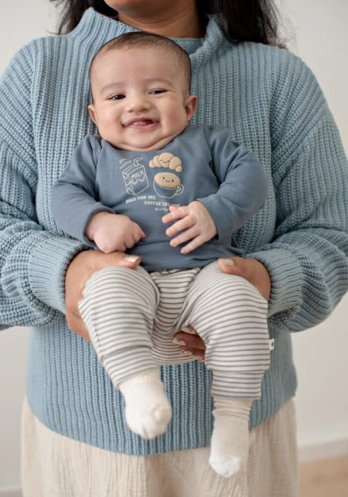 Feetje Broek rib met streep - Breakfast Buddy Blauw