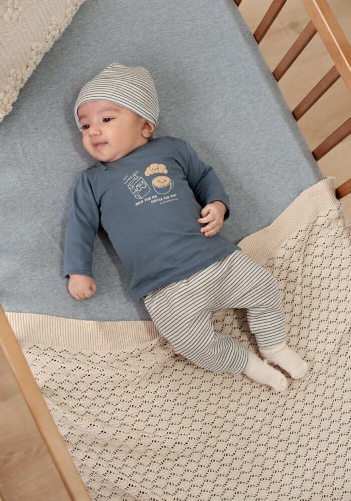 Feetje Mutsje rib met streep - Breakfast Buddy Blauw