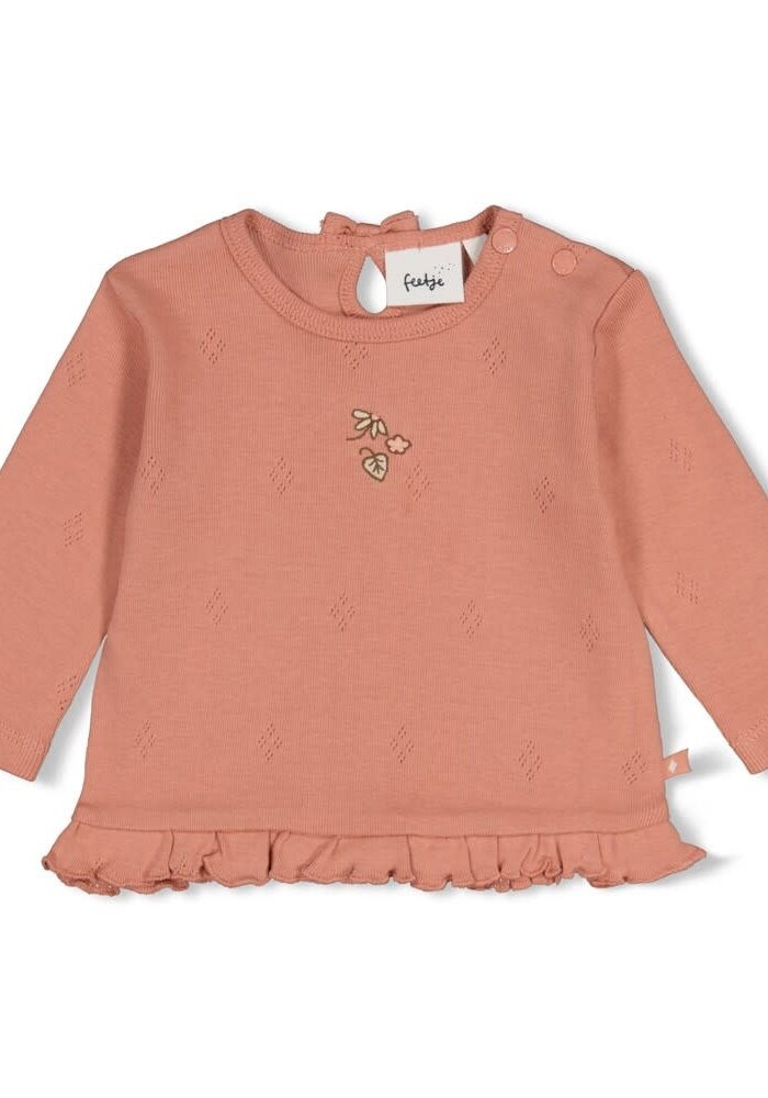 Feetje Longsleeve pointelle rib - Fall in Love Roze
