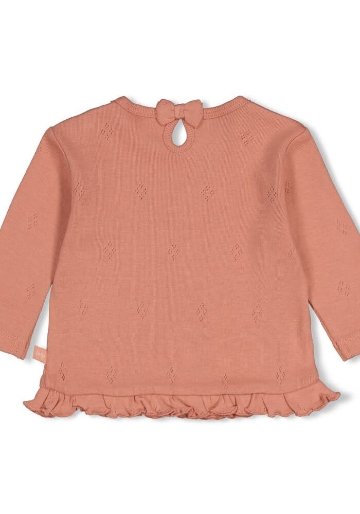 Feetje Longsleeve pointelle rib - Fall in Love Roze