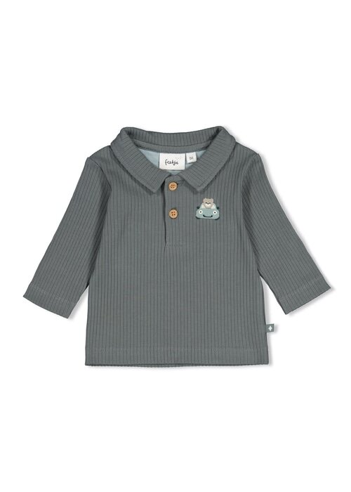 Feetje Feetje Polo rib - Beep Beep Zeegroen