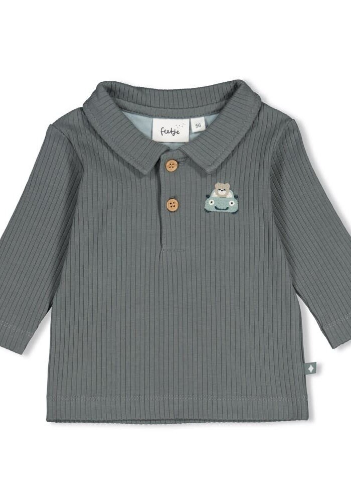 Feetje Polo rib - Beep Beep Zeegroen