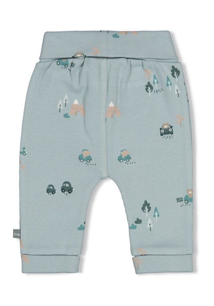 Feetje Broek rib AOP - Beep Beep Mint