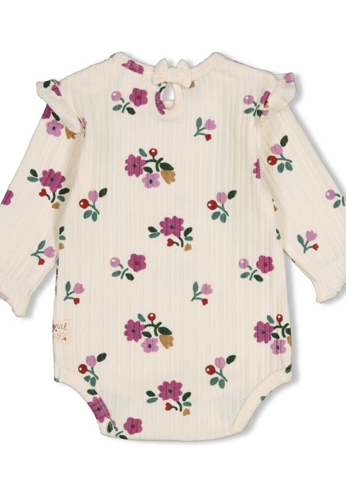 Feetje Romper rib AOP - Afternoon Tea Creme
