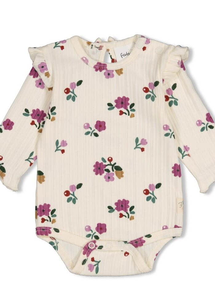 Feetje Romper rib AOP - Afternoon Tea Creme
