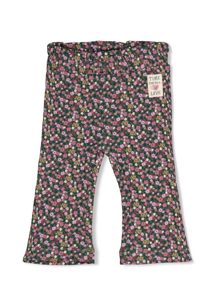 Feetje Flare broek rib AOP - Afternoon Tea Groen