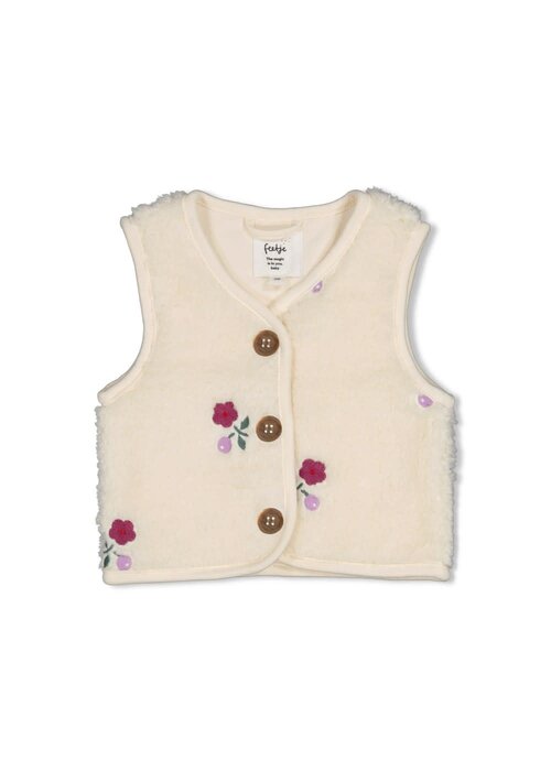 Feetje Feetje Teddy gilet met borduursels - Afternoon Tea Creme