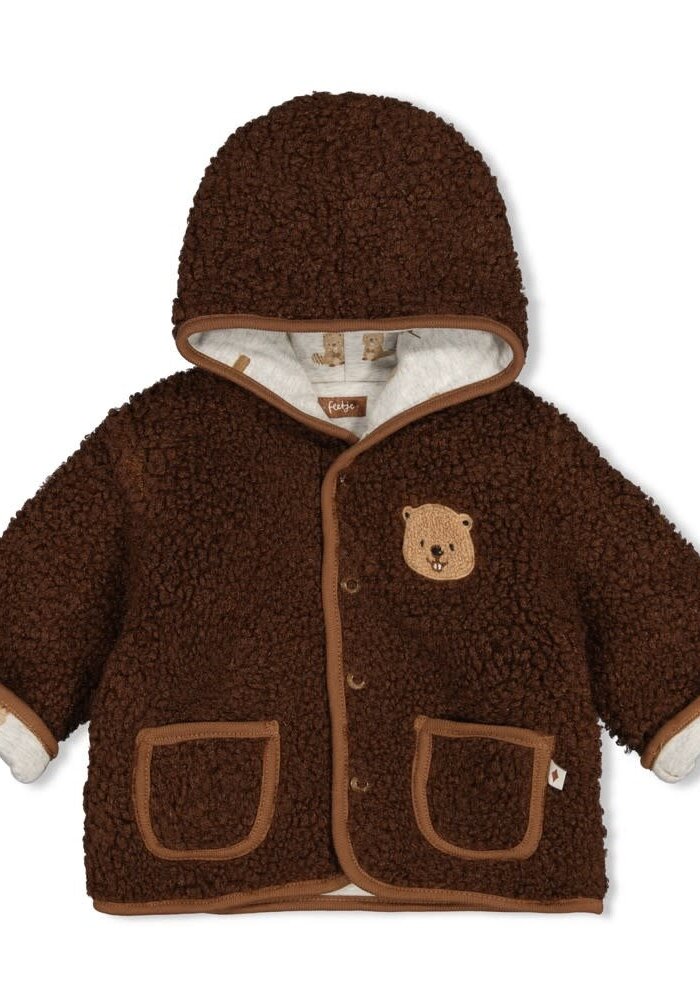 Feetje Omkeerbaar teddy jasje met capuchon - Tiny Timber Tales Bruin
