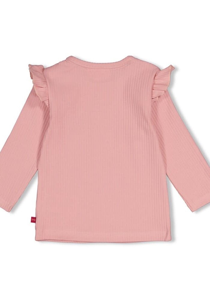 Feetje Longsleeve rib - Moon Flowers l.Roze