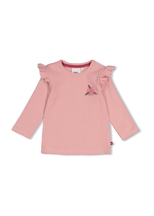 Feetje Feetje Longsleeve rib - Moon Flowers l.Roze