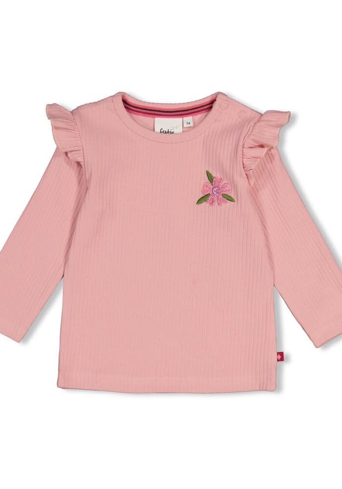 Feetje Longsleeve rib - Moon Flowers l.Roze