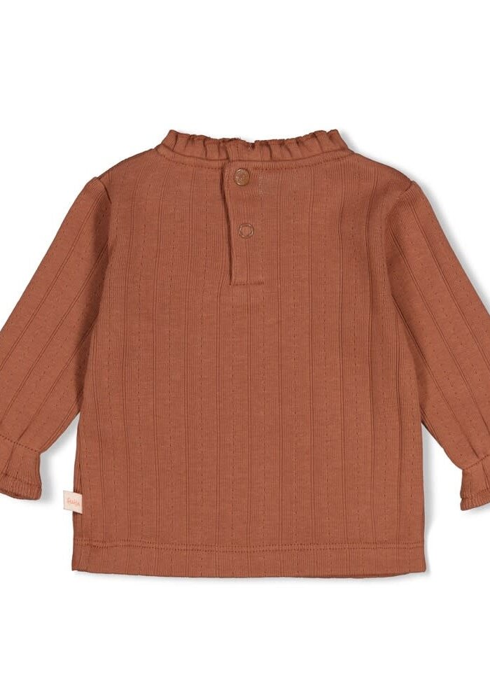 Feetje Longsleeve pointelle rib - Forest Garden Bruin