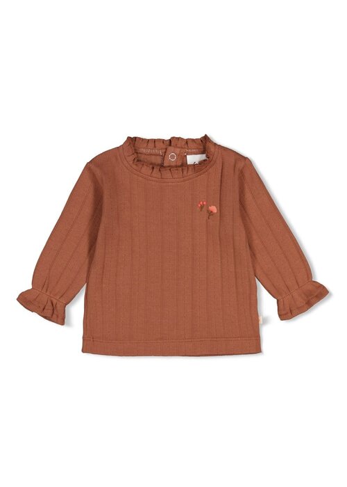 Feetje Feetje Longsleeve pointelle rib - Forest Garden Bruin