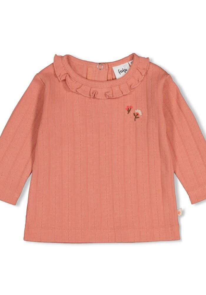 Feetje Longsleeve pointelle rib - Forest Garden Roze