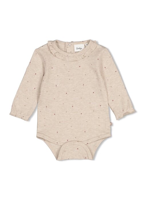 Feetje Feetje Romper AOP - My Little Love Taupe melange