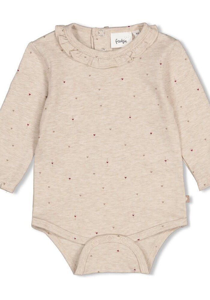 Feetje Romper AOP - My Little Love Taupe melange