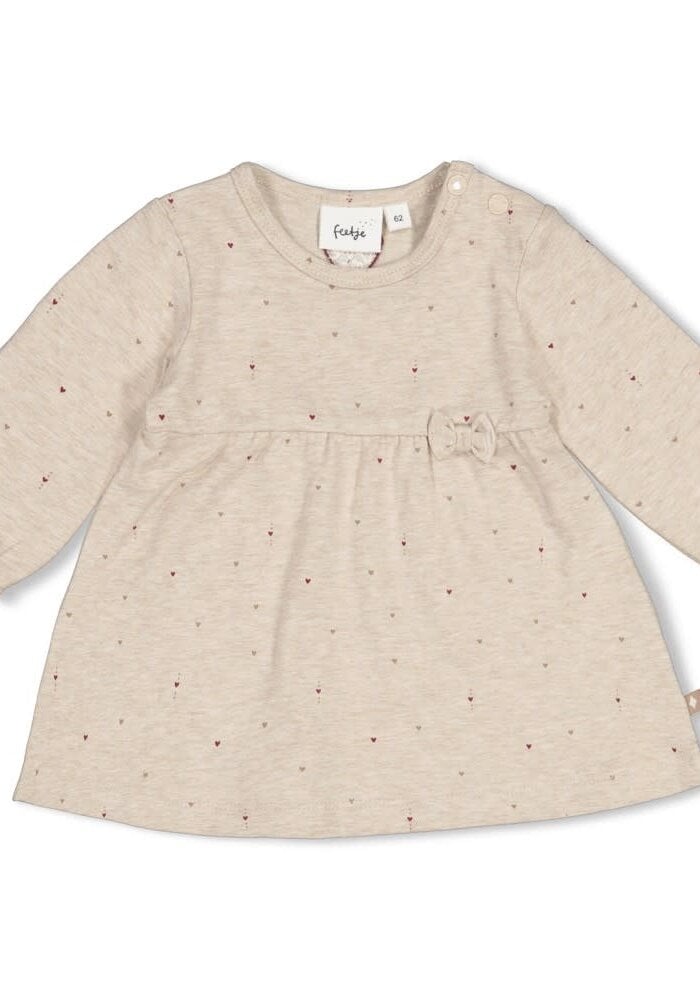 Feetje Jurk AOP - My Little Love Taupe melange