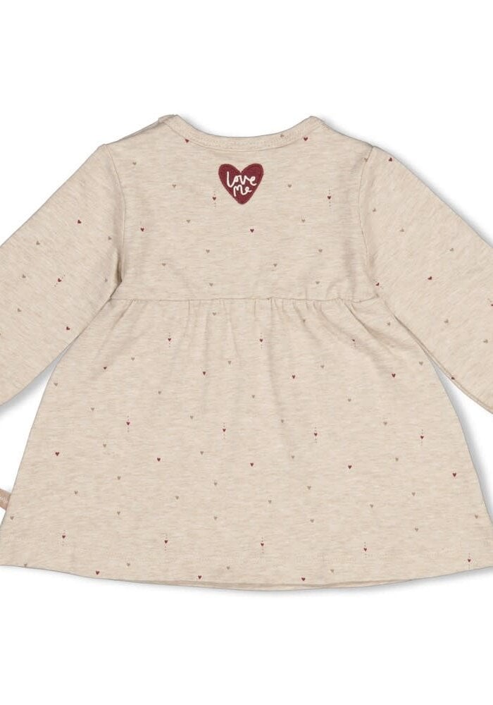 Feetje Jurk AOP - My Little Love Taupe melange