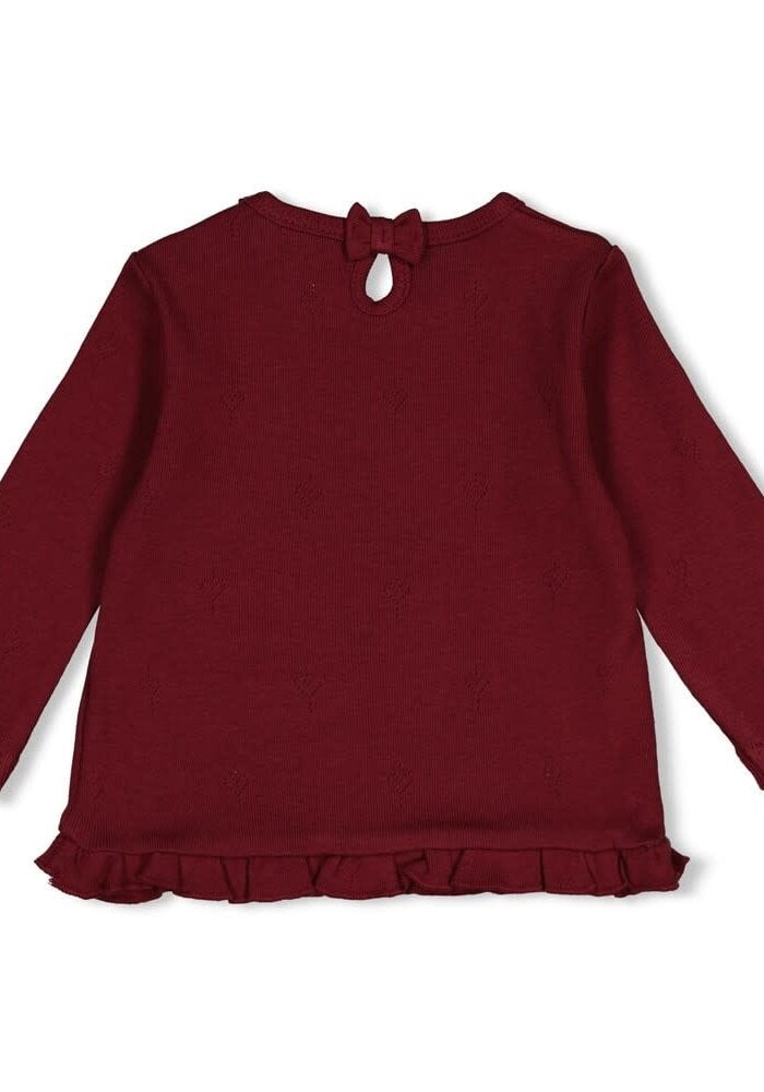 Feetje Longsleeve pointelle rib - My Little Love Bordeaux