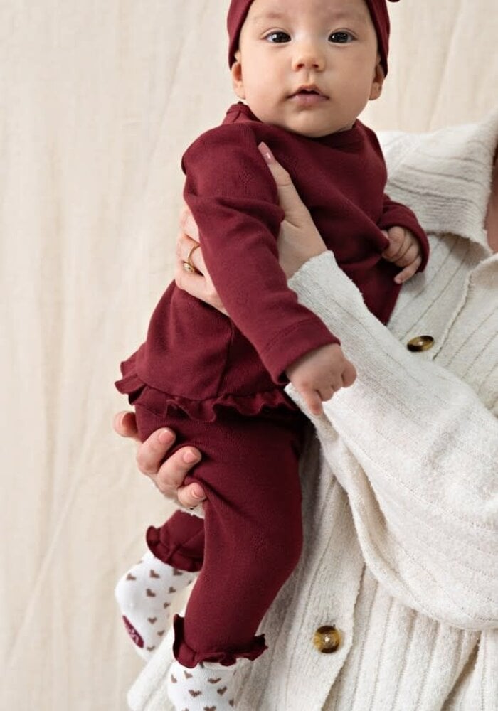 Feetje Longsleeve pointelle rib - My Little Love Bordeaux